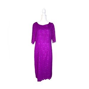 Giovanna lace 3/4 sleeve violet colored shift dress size 10